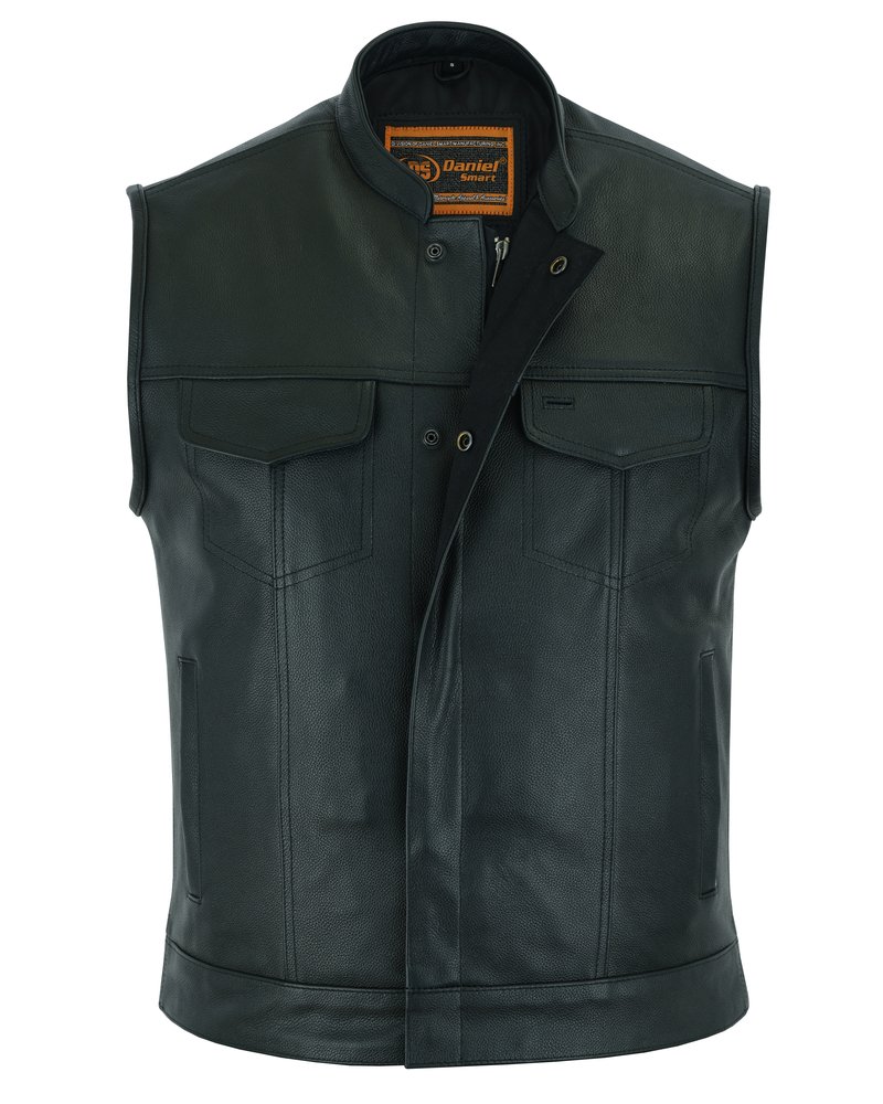 Leather Motorcycle Vest - Men's - Gun Pockets - Up To 12XL - Big and Tall - DS189A-DS