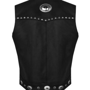 Leather Motorcycle Vest - Women's - Studs - Conchos - Zipper - N-LV8505-11-DL