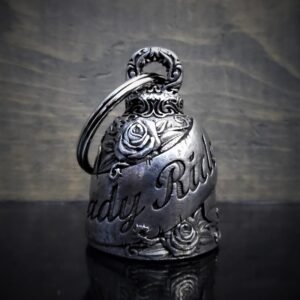 Lady Rider Roses - Pewter - Motorcycle Ride Bell - Made In USA - SKU BB38-DS