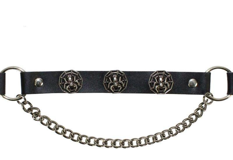 Pair of Biker Boot Chains - Spider In Web - Motorcycle - BC13-DL