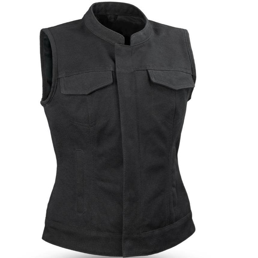 Women's Canvas Vest - Concealed Carry - Club Style - Ludlow - FIL516CNVS-FM