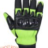 Leather Gloves - Men's - Full Finger - Knuckle Protector - Green - GLZ108-GREEN-DL