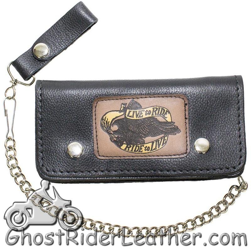 Leather Chain Wallet -Live To Ride - Heavy Duty Bifold - WALLET2-11HD-DL