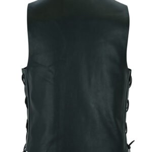 Leather Motorcycle Vest - Men's - Gun Pockets - Up To 9XL - DS111-DS