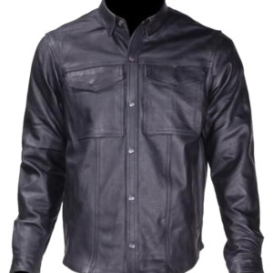 Men's Light Weight Leather Shirt - Summer Motorcycle Riding - MJ777-11L-DL