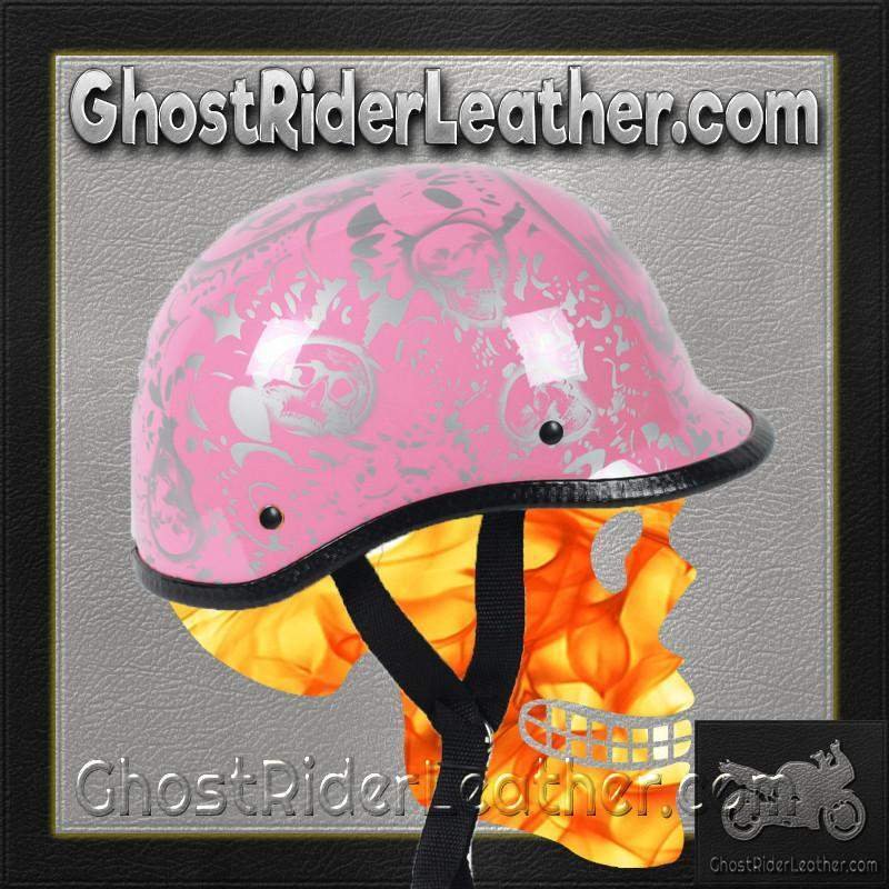 Novelty Motorcycle Helmet - Skull Boneyard Colors - Jockey Polo - BY-POLO-NOV-HI