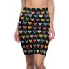 Doodle Hearts - Rainbow Colors on Black - Women's Pencil Skirt (AOP)