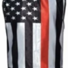 Leather Motorcycle Vest - Men's - Up To 5XL - USA Flag Liner - Red Line - 6669-00-UN