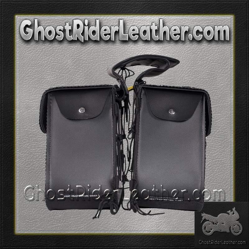 Slanted PVC Motorcycle Saddlebags with Studs - Motorcycle Luggage - SKU SD4054PV-DL