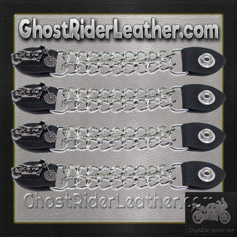 Set of Four Motorcycle Vest Extenders with Chrome Chain - AC1100-DL