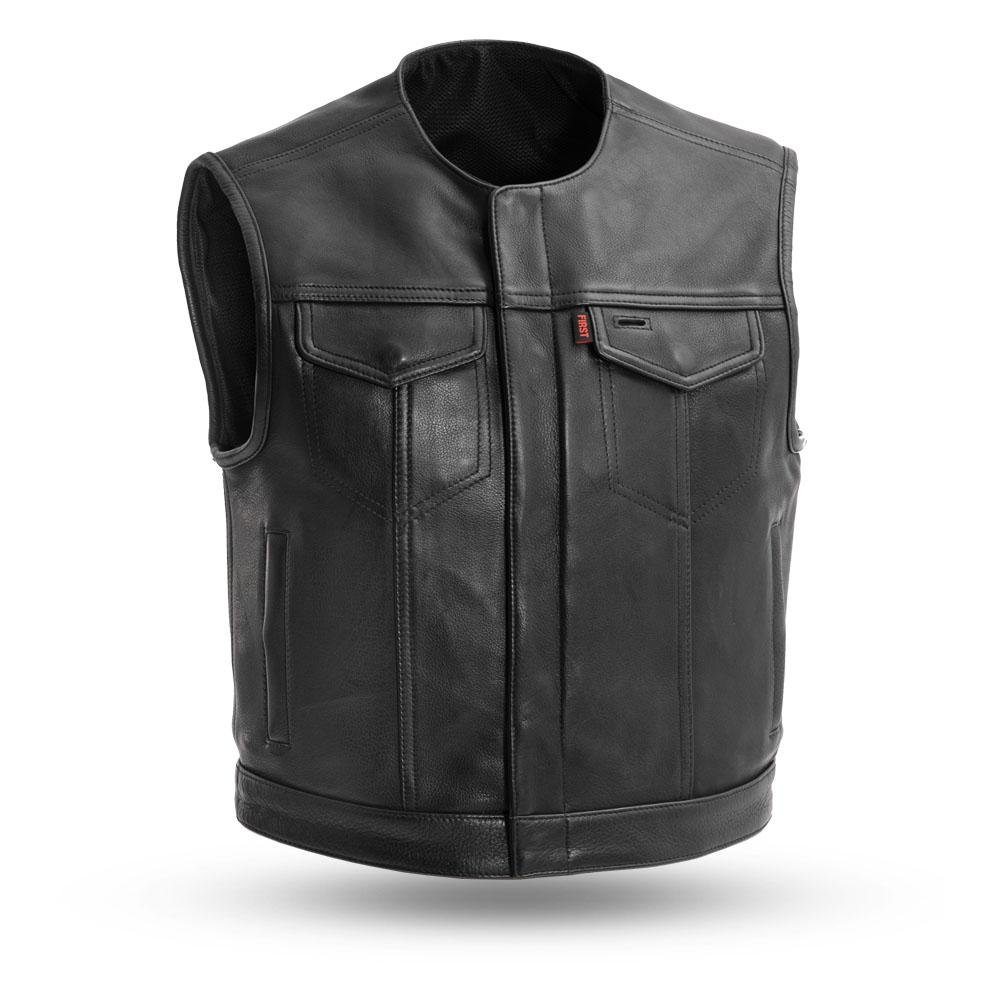 Leather Motorcycle Vest - Men's - Lowside - FIM659CPM-FM