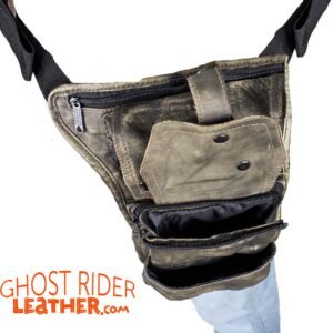 Leather Thigh Bag - Gun Pocket - Distressed Brown - Motorcycle - AC1025-12-DL