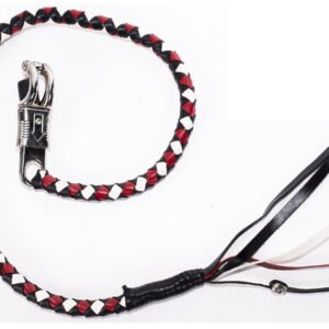 Get Back Whip - 36 Inches - White Red and Black Leather - GBW13-DL