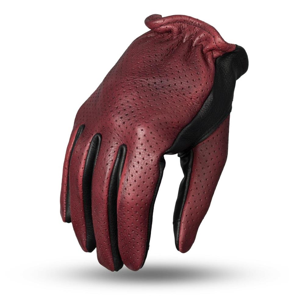 Perforated Roper - Men's Leather Motorcycle Gloves With Tech Touch Fingers - SKU FI218-FM