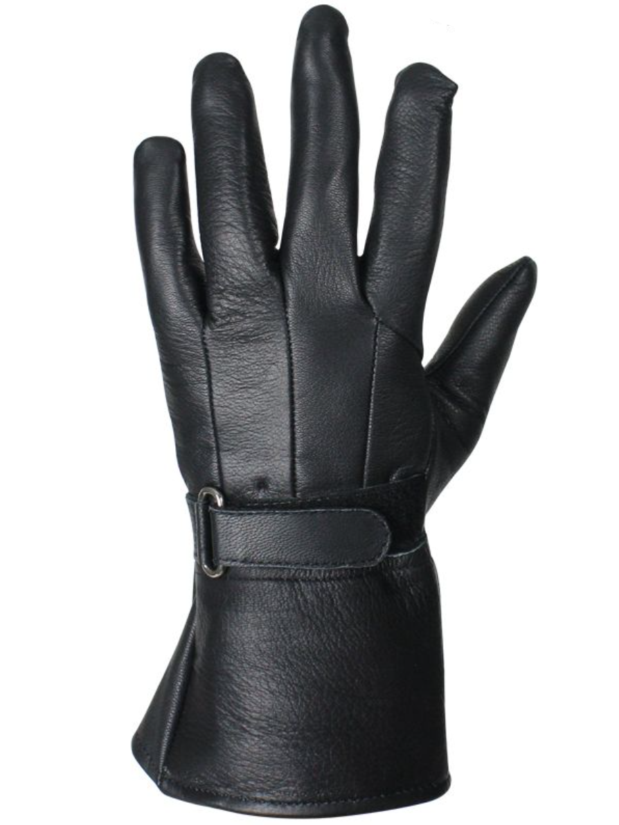 Leather Motorcycle Gloves - Men's - Deer Skin - Gauntlet - Biker - GLD118-22-DL