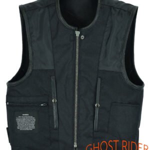 Leather Motorcycle Vest - Men's - Up To Size 5XL - Tactical - SWAT - MR-MV315-11-DL