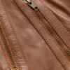 Leather Motorcycle Jacket - Women's - Dark Cognac Faux Wool Lining - WBL1404-COG-FM