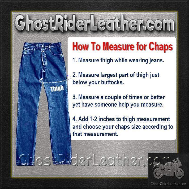 Leather Motorcycle Chaps - Men's - Tall Length - Motorcycle - AL2409-TALL-AL