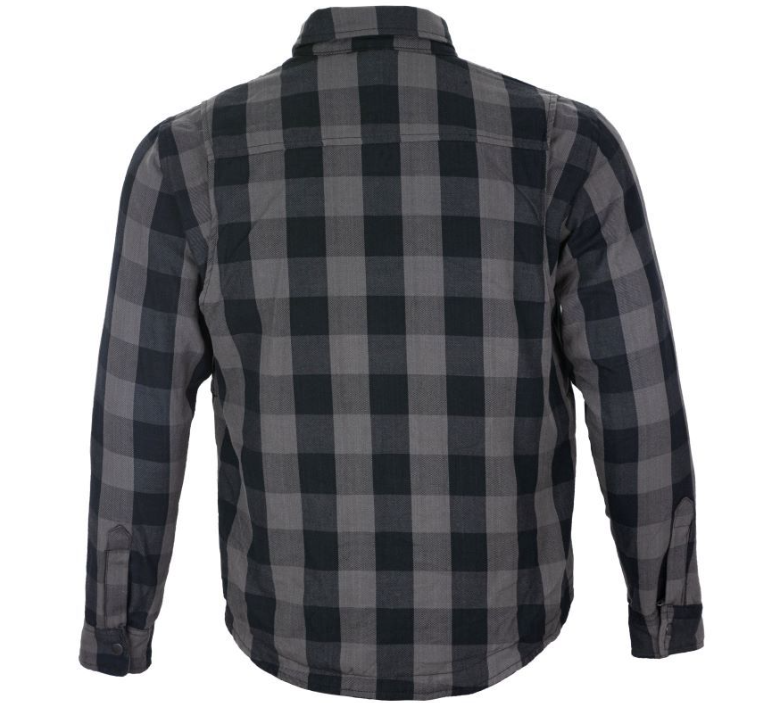 Flannel Motorcycle Shirt - Men's - Armor - Up To Size 5XL - Gray Black Plaid - SHR12-CC-DL