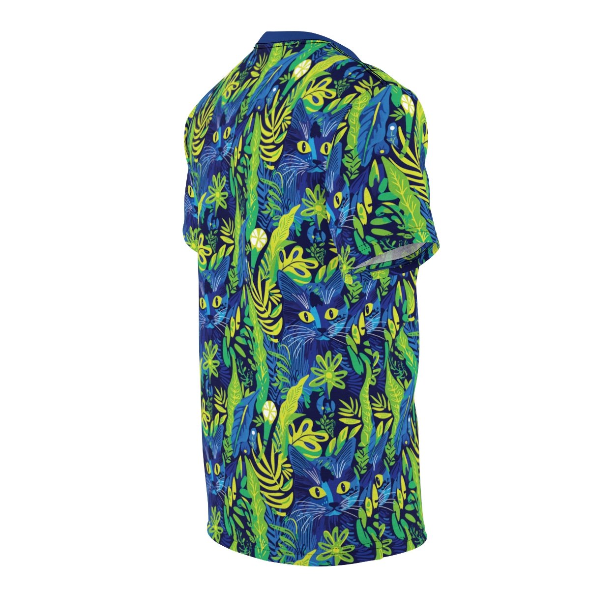 Cat Hiding in the Plants - Blues Greens Yellow - Multi Colors - Unisex Tee - T-Shirt