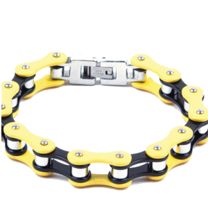 Motorcycle Chain Bracelet - Unisex - Stainless Steel - Yellow and Black - BR23-DL