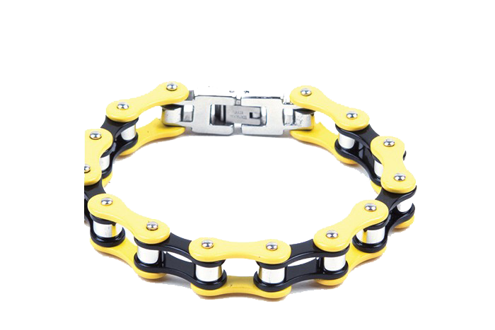 Motorcycle Chain Bracelet - Unisex - Stainless Steel - Yellow and Black - BR23-DL