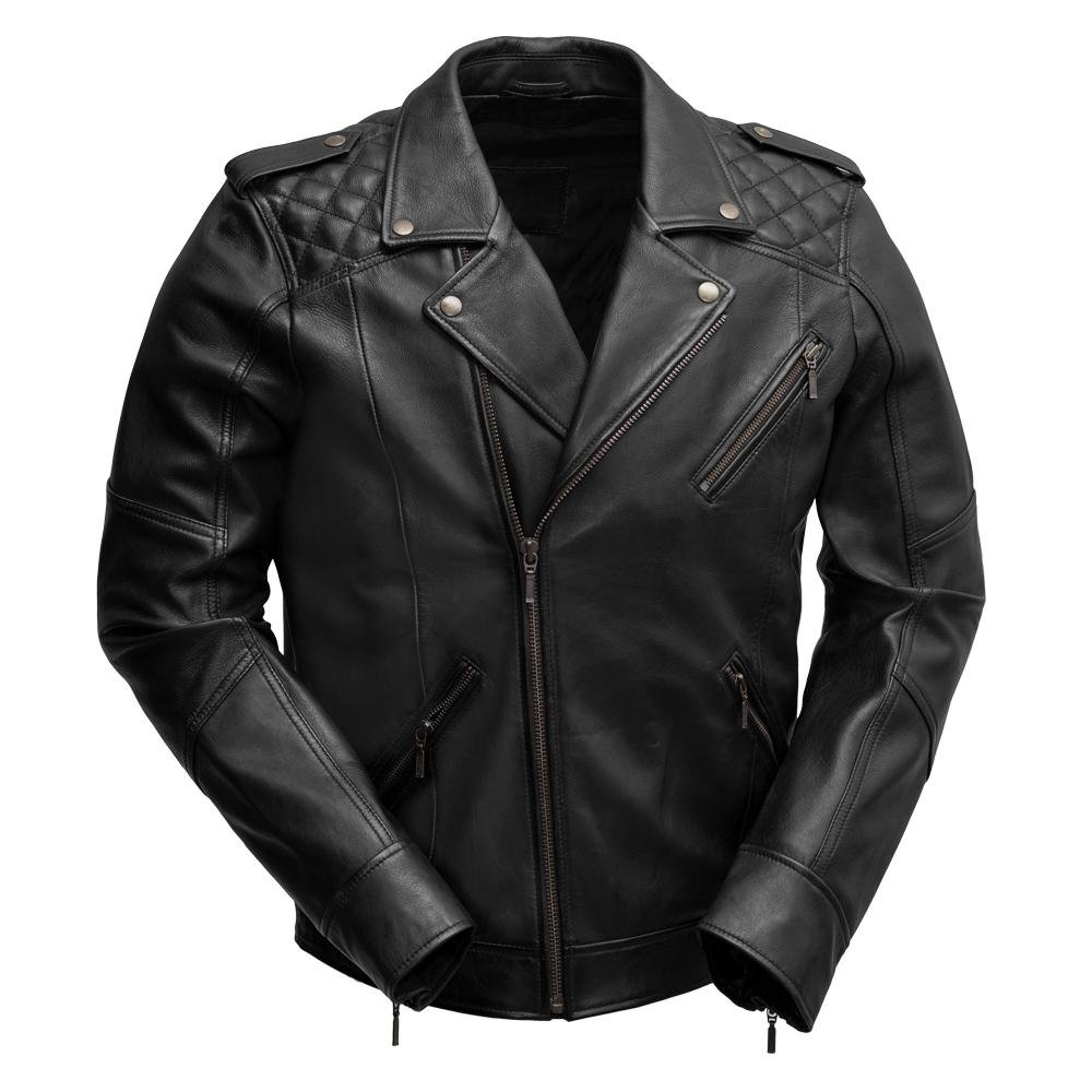 Gavin - Men's Black Leather Motorcycle Jacket  - SKU WBM2812