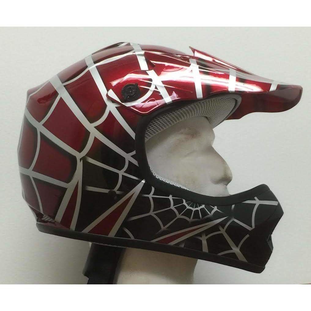 DOT Kids ATV Helmet - Dirt Bike - Motocross - Pink - Black - Blue - Red - DOTATVKIDSSPIDER-HI