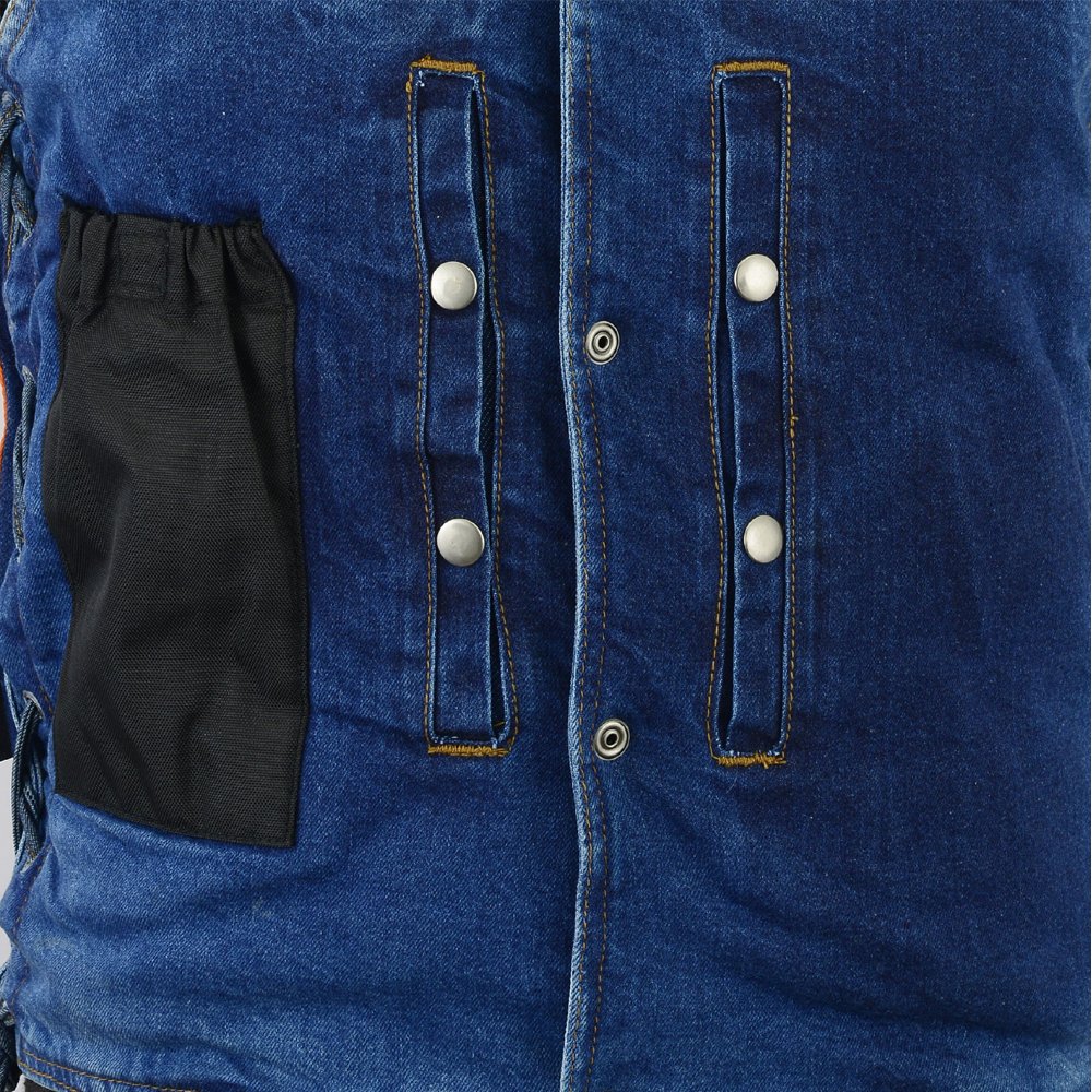 Men's Denim Motorcycle Vest - Blue - Single Panel Back - SKU DM905BU-DS. Big Sizes available. 4X 5X 6X 7X 8X.