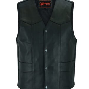 Leather Motorcycle Vest - Men's - Gun Pockets - Up To 9XL - DS110-DS