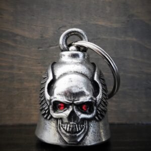 Skull Upwing Diamond - Pewter - Motorcycle Gremlin Bell - Made In USA - SKU BB98-DS