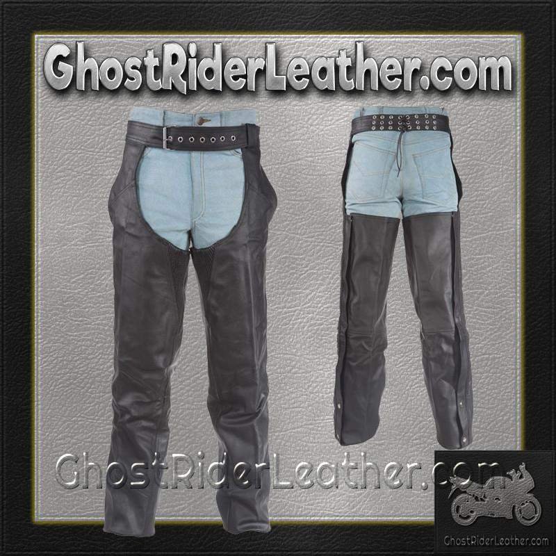 Braided Premium Leather Chaps - Unisex - Stretchy Thigh - C336-01-DL