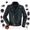 Leather Motorcycle Jacket - Men's - Police - Up To 10XL - DS710-DS