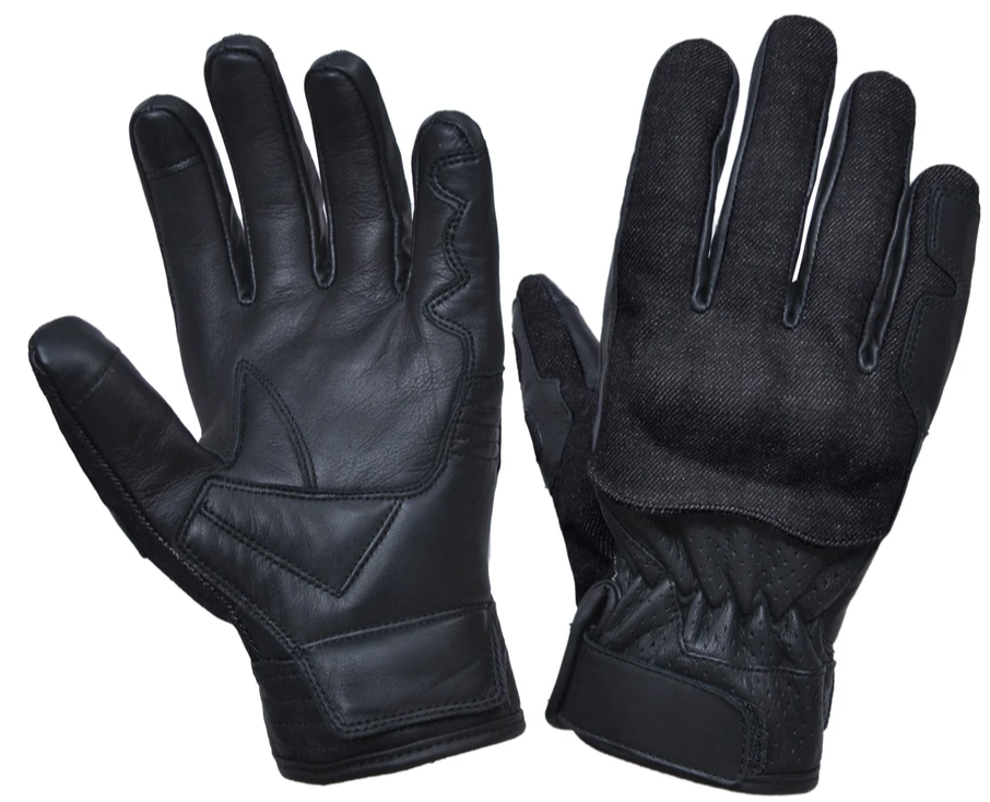 Full Finger Denim and Leather Reinforced Gloves - SKU 8171-00-UN