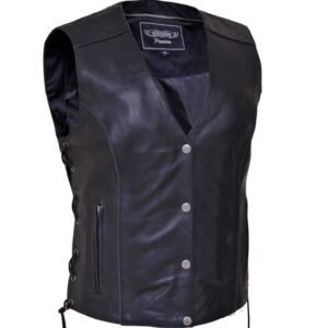 Leather Motorcycle Vest - Women's - Reflective Wings Design - 6879-RF-UN