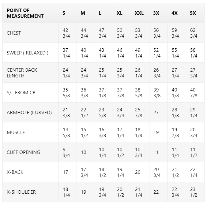 Size Chart for Gavin - Men's Black Leather Motorcycle Jacket - SKU WBM2812