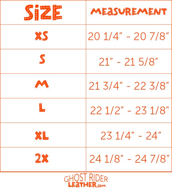 Size chart for HI motorcycle helmets.