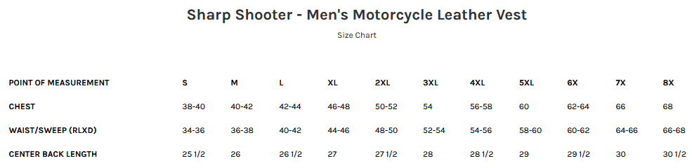 Sharp Shooter - Men's Motorcycle Leather Vest - Up To 8X - SKU FIM689NOC-FM